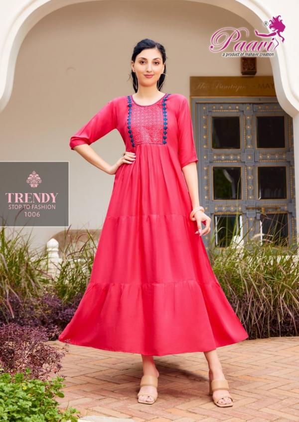 Paavi Rinaz Vol 2rayon Designer Long Anarkali Kurti Collection